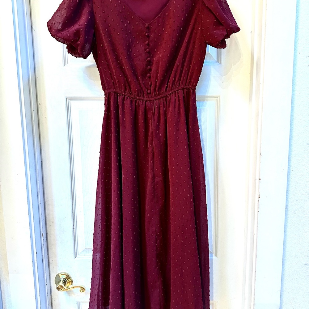 Designer JessaKae Burgundy Red Holiday Dress